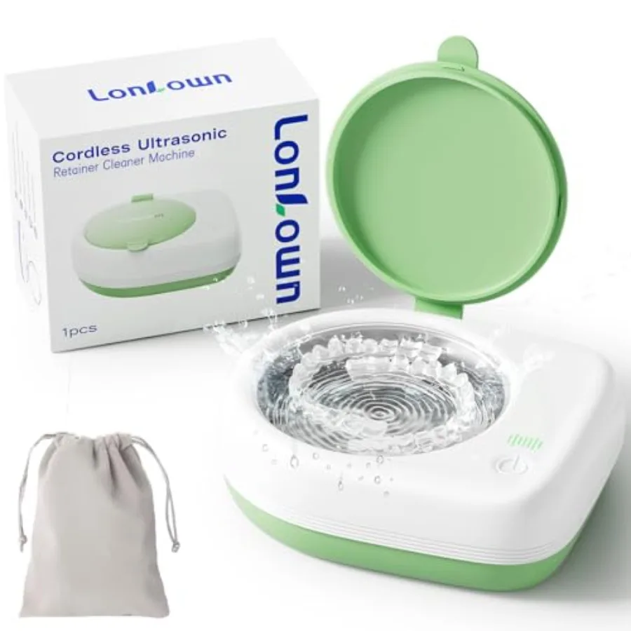 

50kHz Cordless Ultrasonic Retainer Cleaner Machine Rechargeable Portable Wireless Retainer Cleaner USB Fast Charge 2000mAh Batt