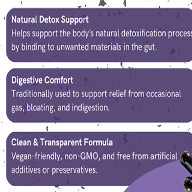 Activated Carbon 1300mg - Advanced Digestive Cleansing, Helps with Bloating and Bloating, 60 Vegetarian Capsules