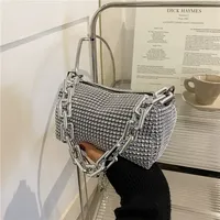 Bling Diamond Design Small Crossbody Messenger Bags for Women 2024 Summer Trend Luxury Fashion Travel Shoulder Handbags Purses