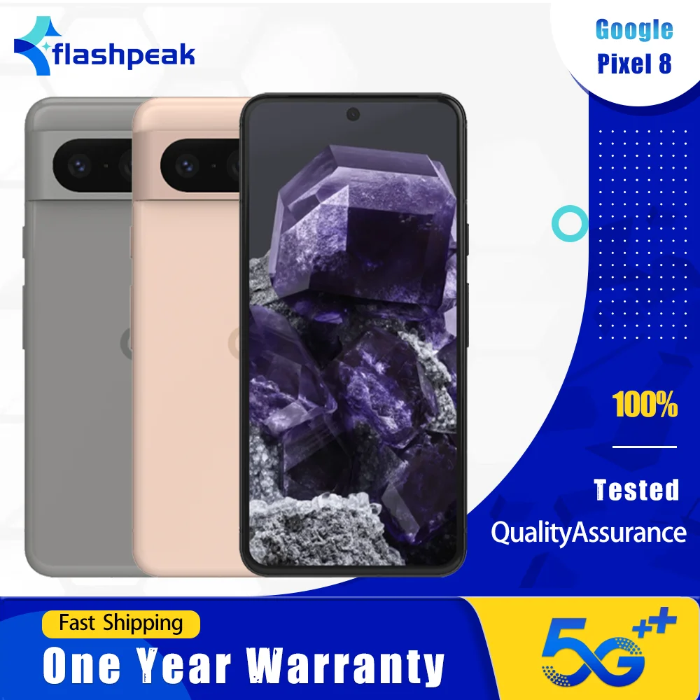 Teléfono móvil Original Google Pixel 8 5G 8GB + 128GB 120Hz 6,2 "OLED NFC 50MP + 12MP + 10,5MP Google-Tensor-G3 teléfono inteligente Nona-Core