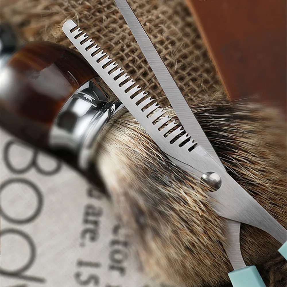 طقم مقص 3 قطع 7 بوصة - مناسب لتخفيف وتصفيف الشعر - للرجال والنساء للتشطيب والقطع المسطحة #5