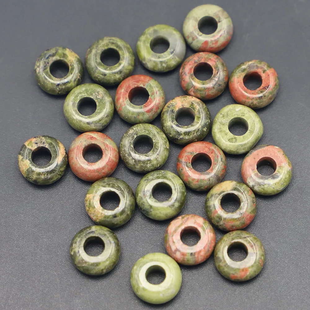 10x5mm Natural Stone Round Shape Big Hole Spacer Beads Unakite Bracelet Jewelry Making Supplies 50pcs Wholesale Free Shipping