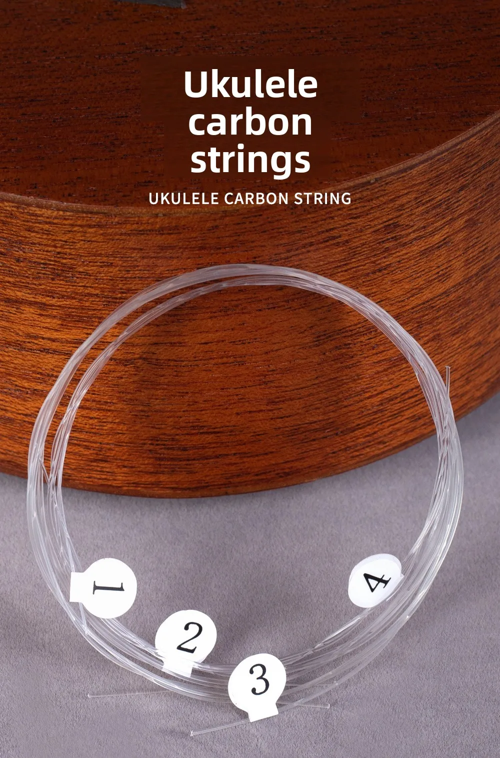Hochwertige Ukulele-Saiten, Sopran-Konzert, Tenor-Carbon-Saiten für Ukulele, stabil, warm, heller Klang, reduzierte Fingergeräusche – Detail 2