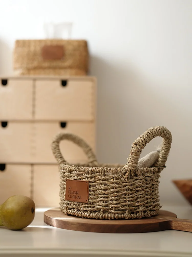 

Плетеная корзина для фруктов в японском стиле, ручная работа, настольный органайзер, высокая эстетическая ценность