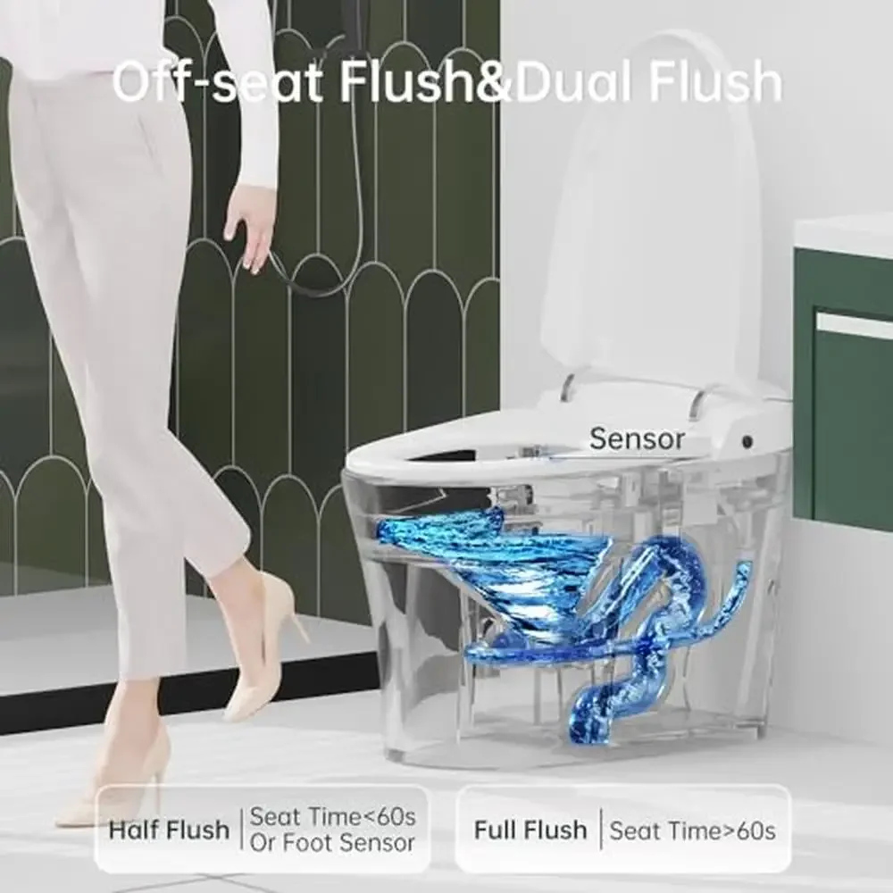 Intelligente Bidet-Toilette mit Pumpenunterstützung und Verdunkelungsspülung, beheizter Sitz, Dual-Auto-Spülung, Warmwasser-Fußsensor, Betrieb, modernes Design