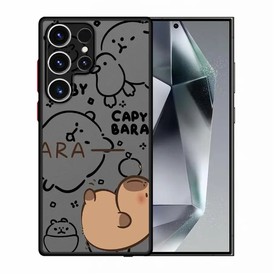 حافظة بحافة سوداء لهاتف سامسونج جالاكسي S10 S9 S22 Plus S25 Edge S24 FE S21 S20 S23 Ultra Cartoon Capybara #6