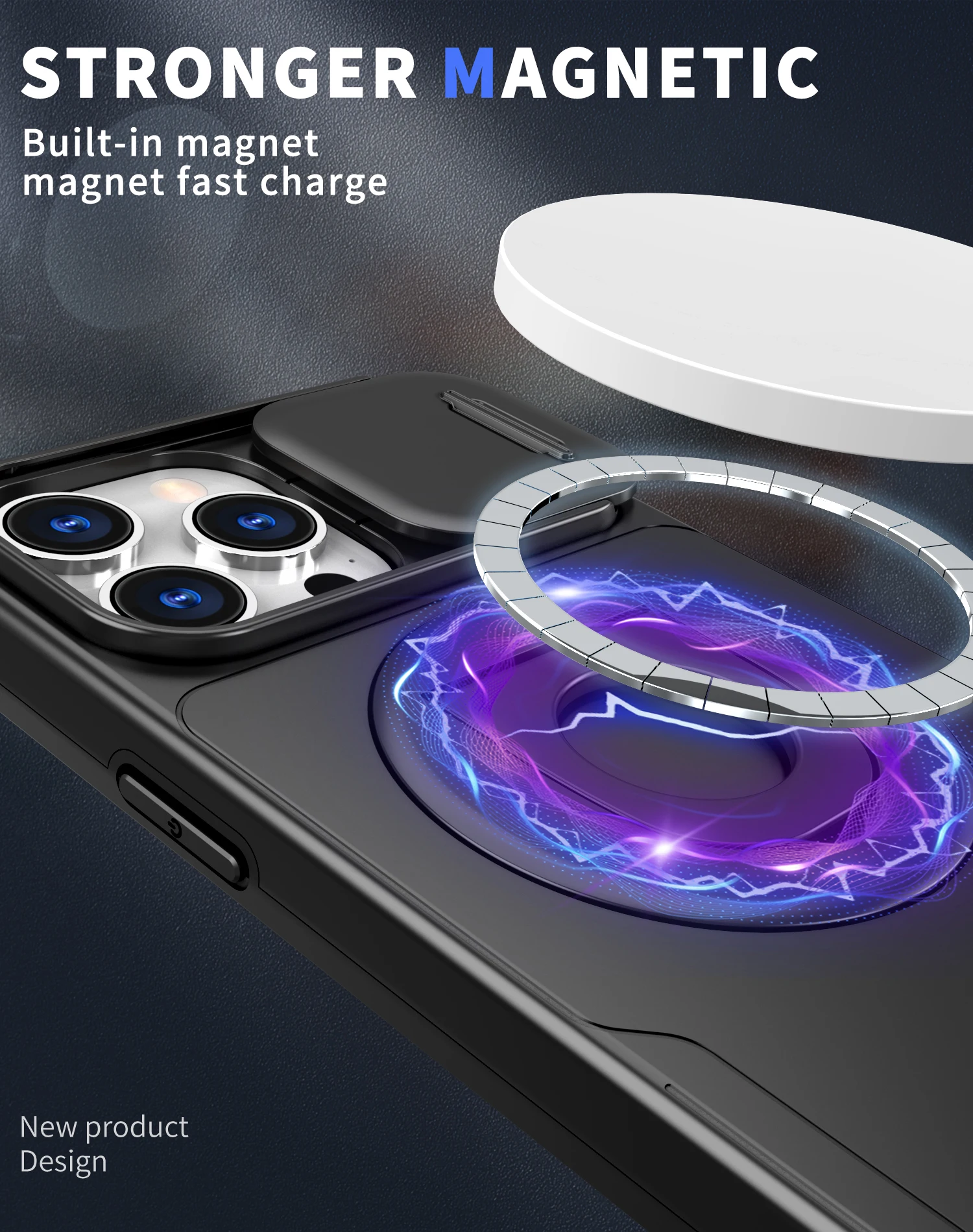 HARUINO Magnetic Case for iPhone 12 Pro Max – Wireless Charger Compatible, Rotatable Stand, Built-in Lens Cover for Woman Man