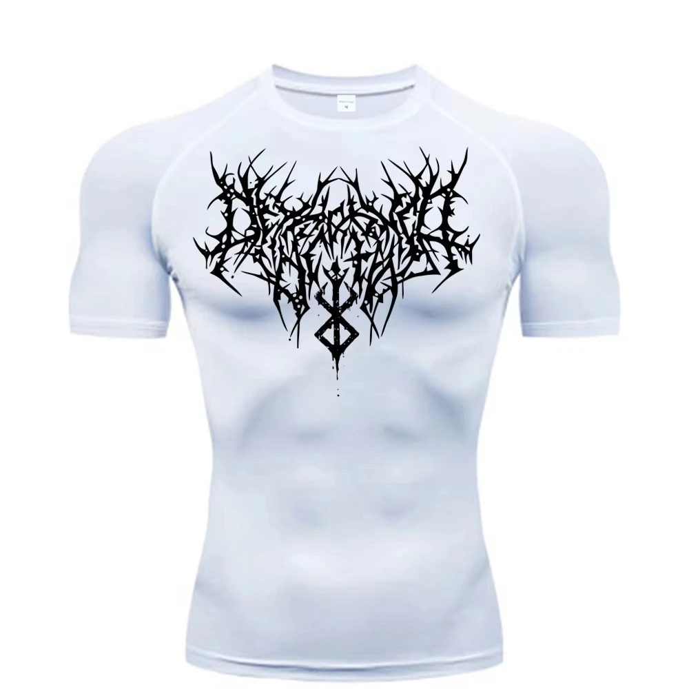 Men's Printed Compression Shirt - Quick Dry Breathable Rash Guard for Gym & Workout, Athletic Tight Fit Top ZY0059