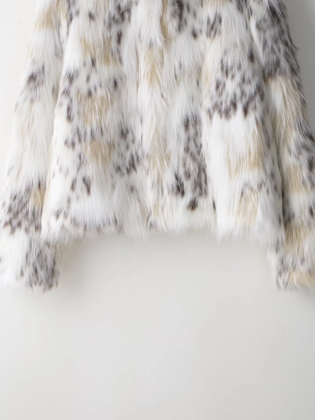 سترة نسائية دافئة غير رسمية للخريف والشتاء موضة شارع العليا مطبوعة متدرجة معطف فرو صناعي بأكمام طويلة وياقة مقلوبة ملابس خارجية #6