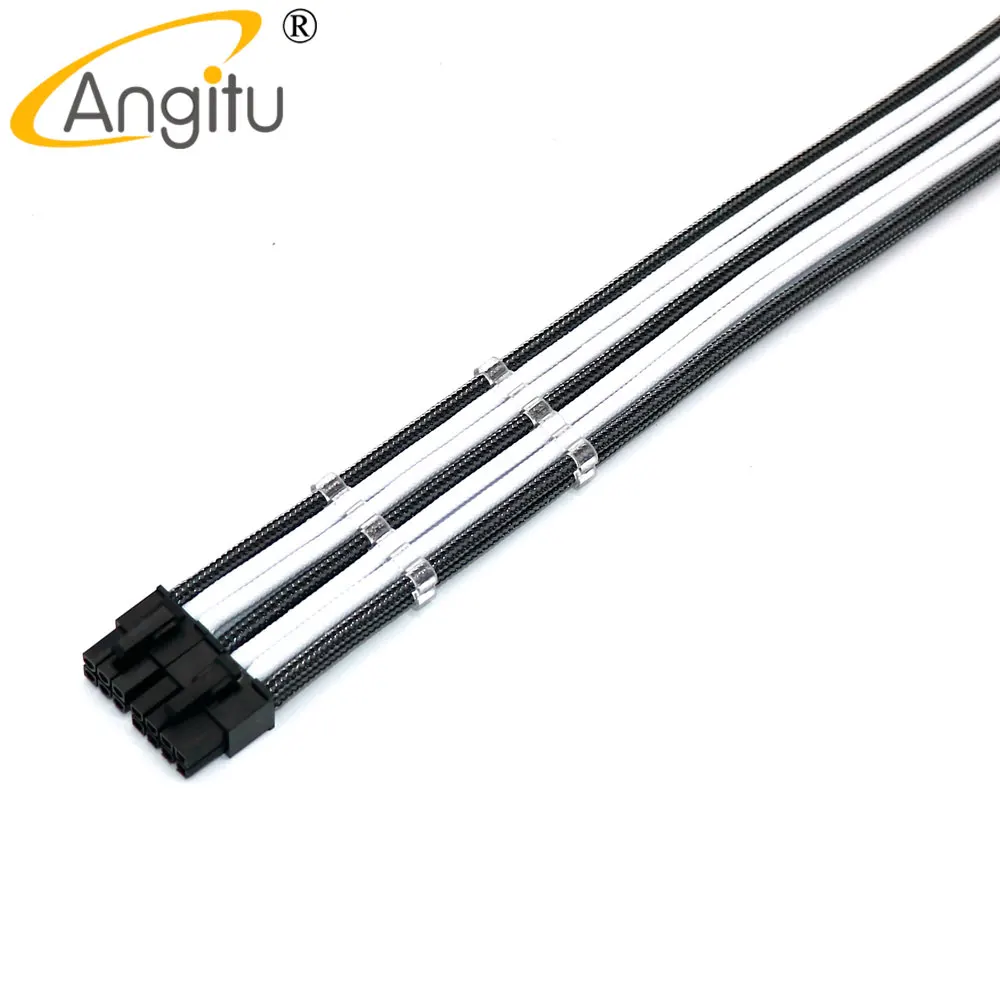 Angitu 20/30cm Premium Bridged 6Pin+8Pin GPU/PCIE Extension Power Cable 11 Colors to Choose UL 1007 18awg With Combs