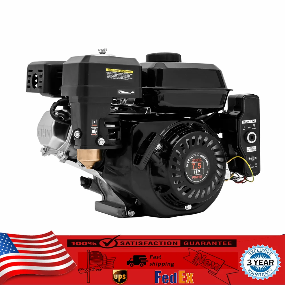 Motor Horizontal de arranque eléctrico de 7,5 hp, refrigeración por aire de Grado Industrial, 212CC OHV, Motor de Gas para compresor, zanjadora, generador