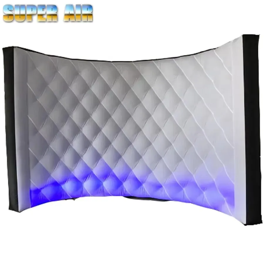 Oxford fabric material reusable cost-effective inflatable photo wall with multi-color interchangeable LED lights