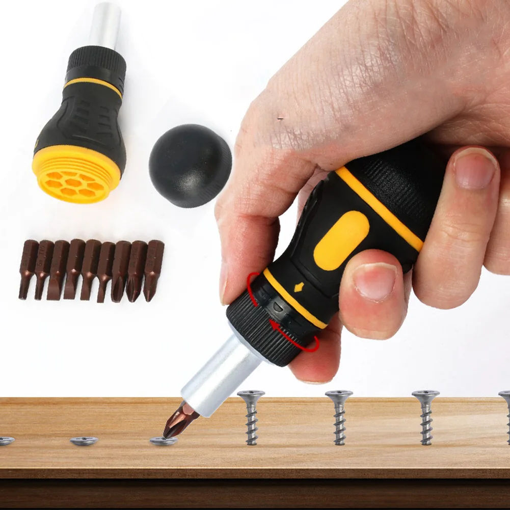 1PC 100mm Double Head Screwdriver Or 9in1 Screwdriver HRC52-54 Ratchet Magnetic Screwdriver Repair Hand Tool For Home/work Place