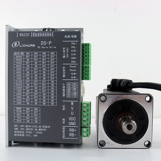 

LICHUAN Сервопривод постоянного тока 400 Вт DC24V-48V 10A 3000 об/мин 2500PPR Инкрементный серводвигатель постоянного тока с драйвером 6OM01330DC + DS-P400W для станка с ЧПУ