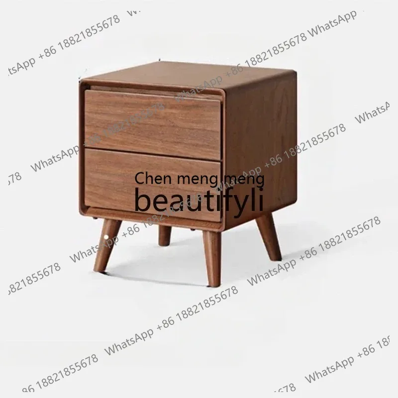 

ss26 S26 North American black walnut solid wood bedside household drawer cabinet star hotel storage cabinet modern and simple