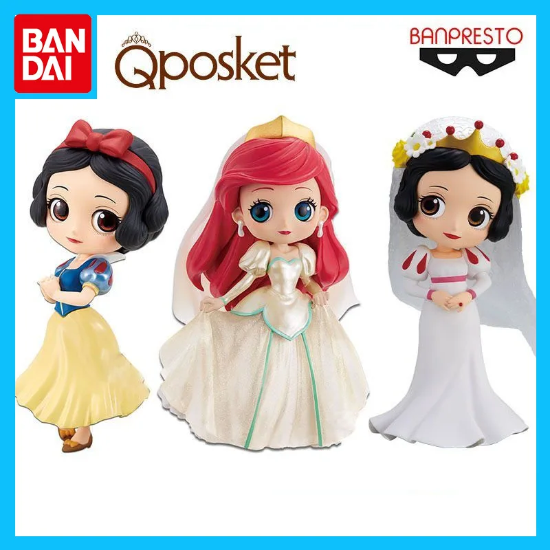 Bandai Original Qposket Disney Princess Anime Figure Snow White Aurora Alice Action Figure Toys for Boys Girls Gift Model