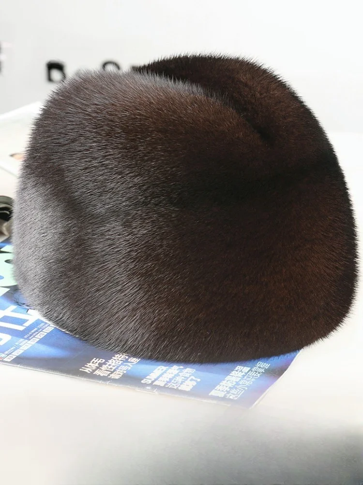 Leather hat for men in the old father day ear real fur whole landlord