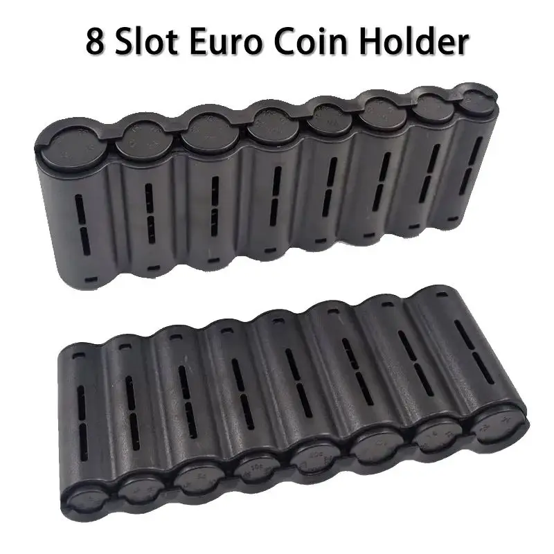 criativo portable black euro coin dispenser sorter com primavera garcom caixa pequeno motorista cofre de armazenamento slots 01