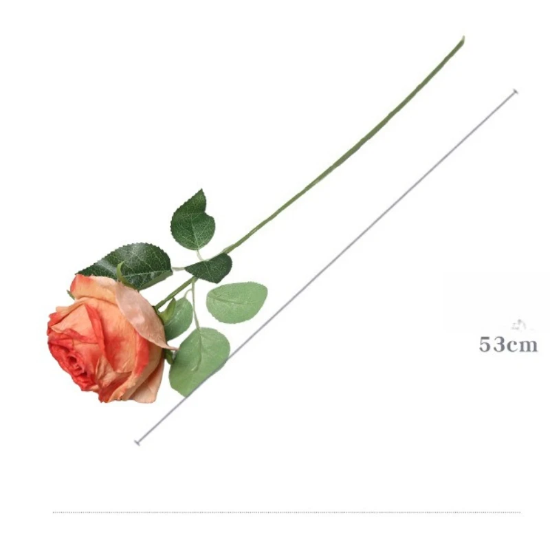 12 stücke Seide Künstliche Rosen Gefälschte Blume Pflanze Hotel Decor Simulation Gerösteten Rand Rose Zweig Champagner Blumen Halle Dekoration – Detail 1