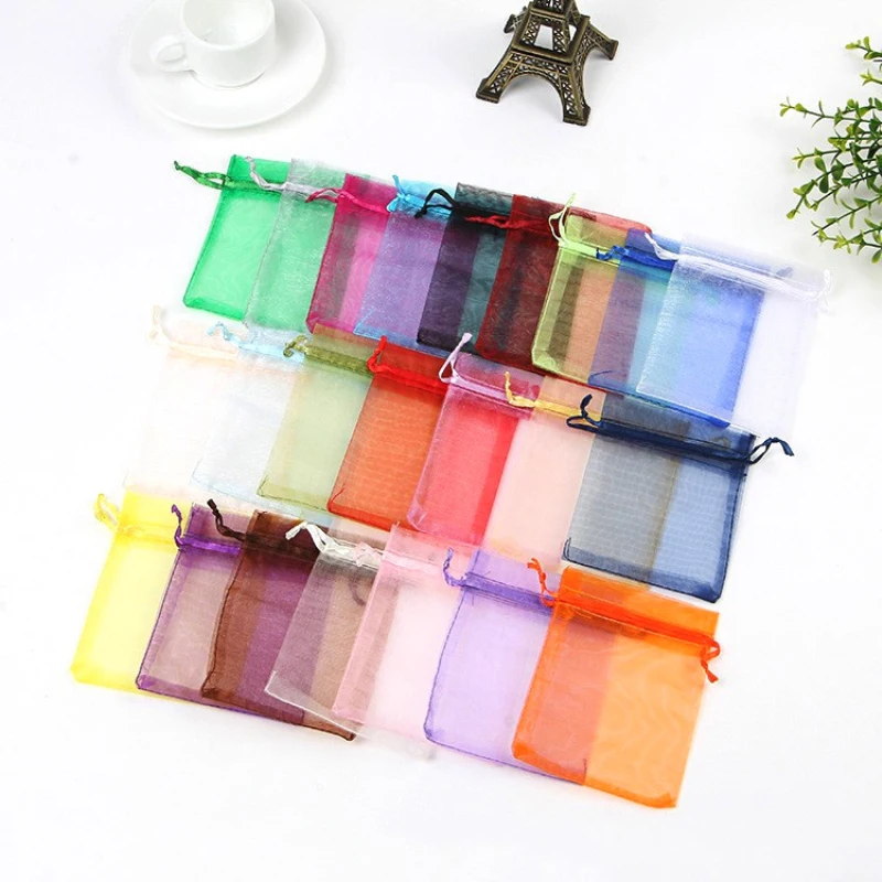 

50Pcs/pack Organza Bag Jewelry Packaging Gift Candy Wedding Party Packing Drawable Gifts Bags & Pouches 5*7 7*9 9*12 10*15cm