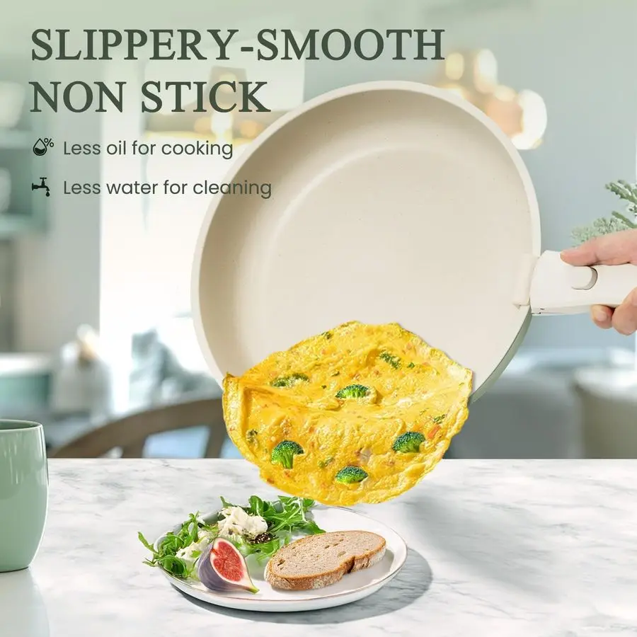 Ensemble de casseroles et poêles antiadhésives, batterie de cuisine en céramique, poignée amovible, batterie de cuisine à Induction avec poignée amovible, santé