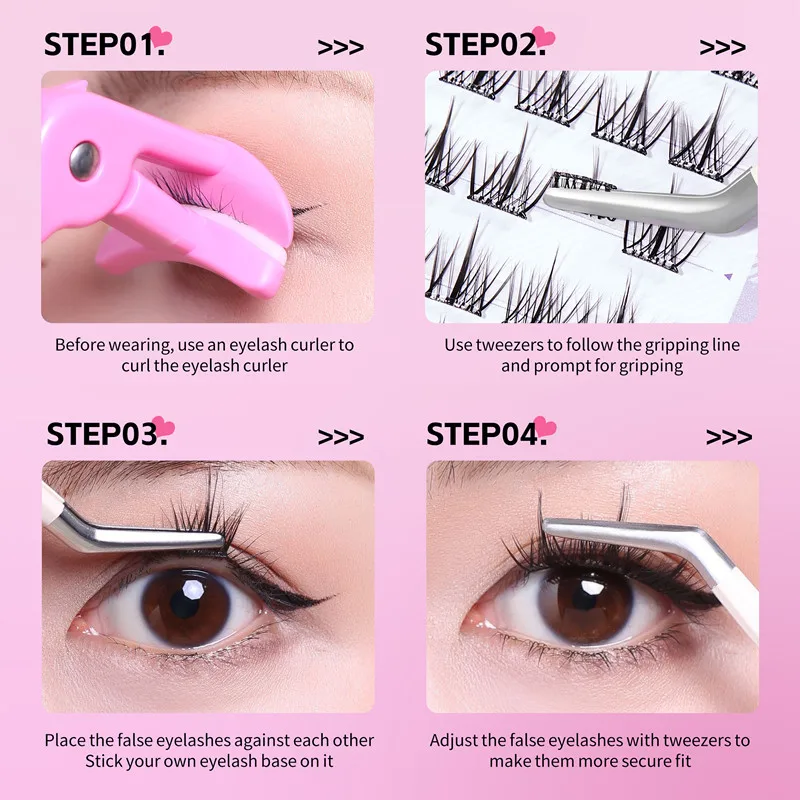 Self-Adhesive False Eyelashes Sunflower Fishtail Style - No Glue Needed Natural Look Lashes Reusable Daily Wear DIY Anime Eyes