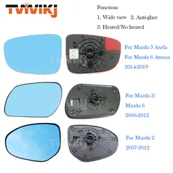 1 pair Side rearview mirror blue glass lens For Mazda 2 / 3 Axela Mazda 6 Atenza 2006-2020 Wide Angle View anti glare M2 M3 M6