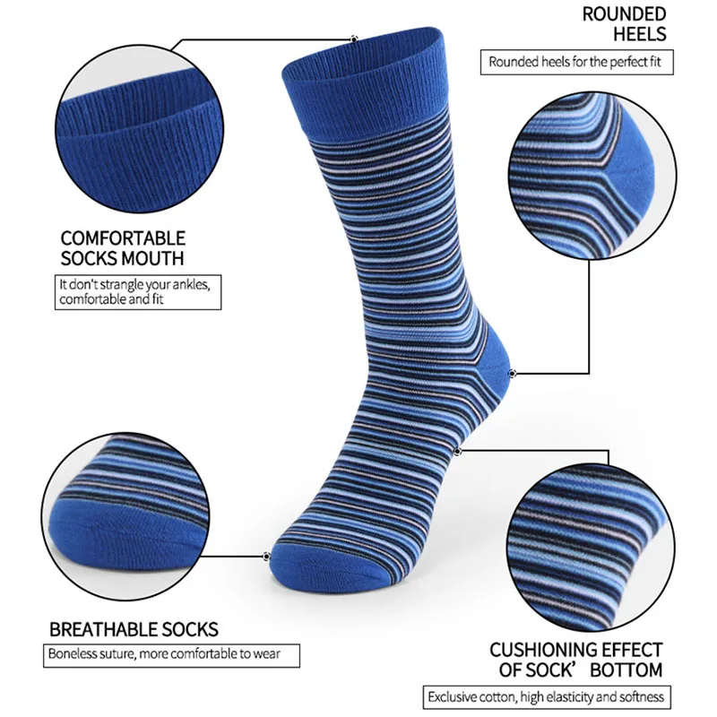 5 Pairs Large Size43-48 Men's Long Socks Colorful Casual Big Happy Socks Combed Cotton Autumn Winter Plus Size Socks Mens Gifts