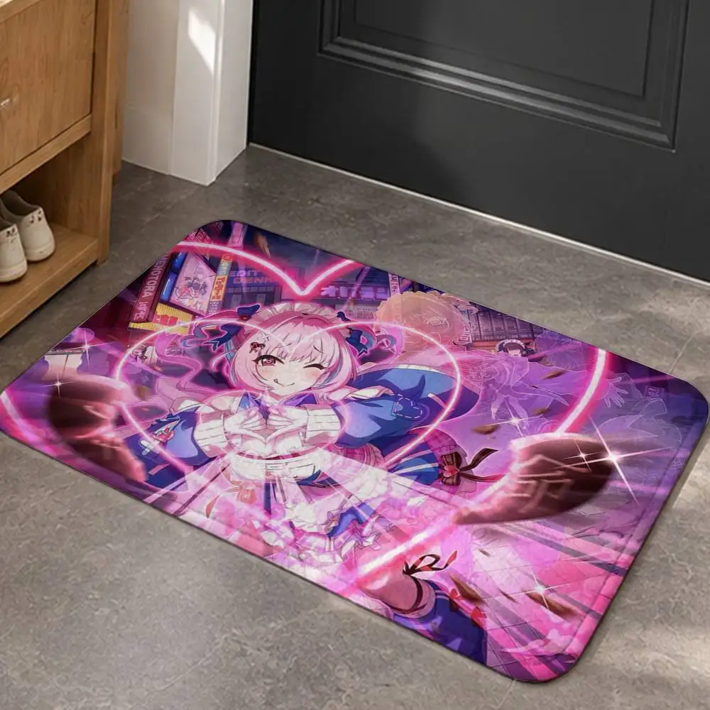 Chaotic Idol Riamu Yumemi Short Plush Bathroom Door Mat, Hallway Decor Rug, Home Entry Welcome Floor Mat