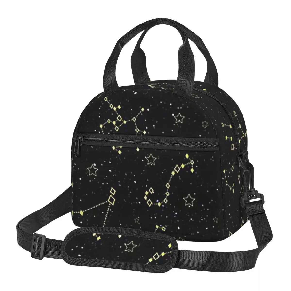 Night Sky Golden Celestial Stars Zodiac Constellations Lunch Bags Bento Box Lunch Tote Picnic Bags  Thermal Bag for Woman Work