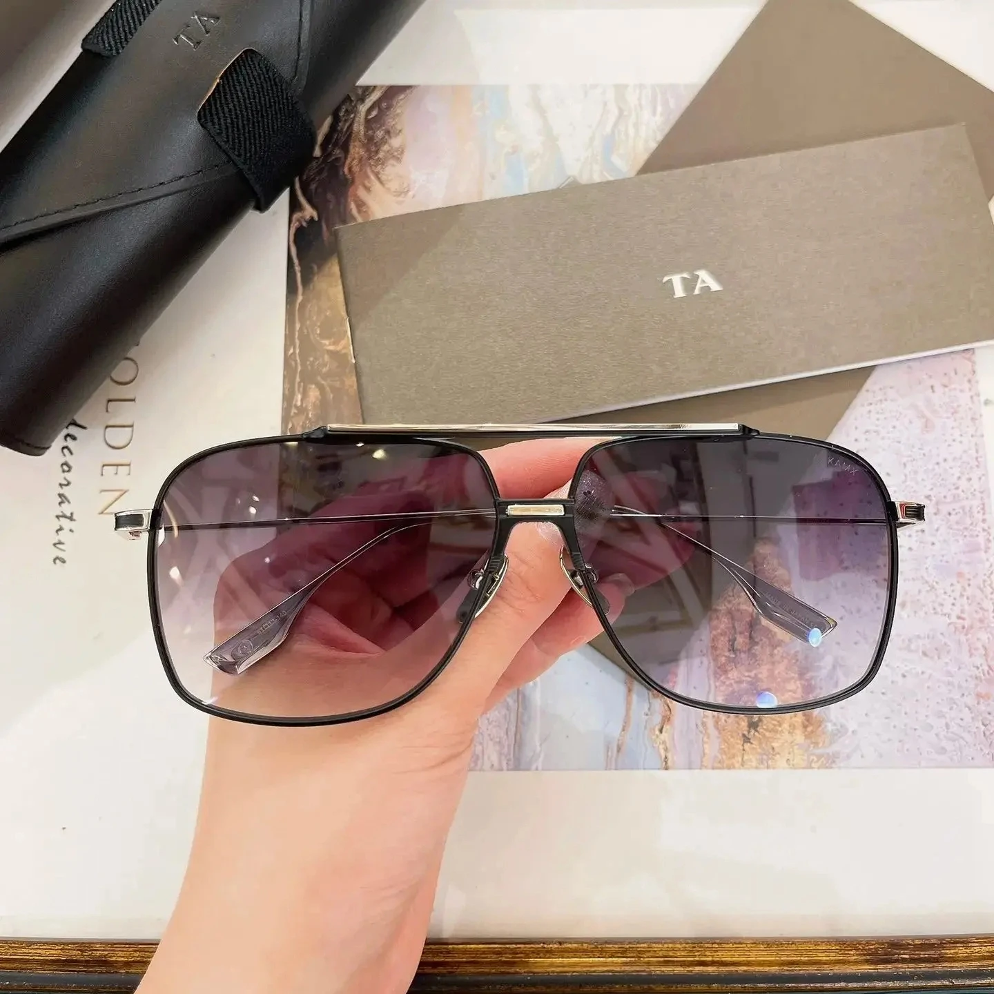 

Original Factory For DIYTA DT DTS100 With Brand Box Square UV Gradient Vintage Fashion Alloy Frame Casual Men Women Sunglasses