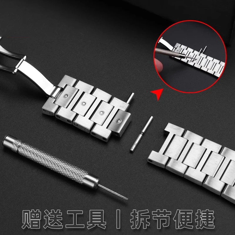 Para IWC Portugal Time Series IW 358312   IW 371607   IW 371609   Correa de reloj para hombre de 20 mm Arc Silver 316L Correa de reloj de acero inoxidable sólido