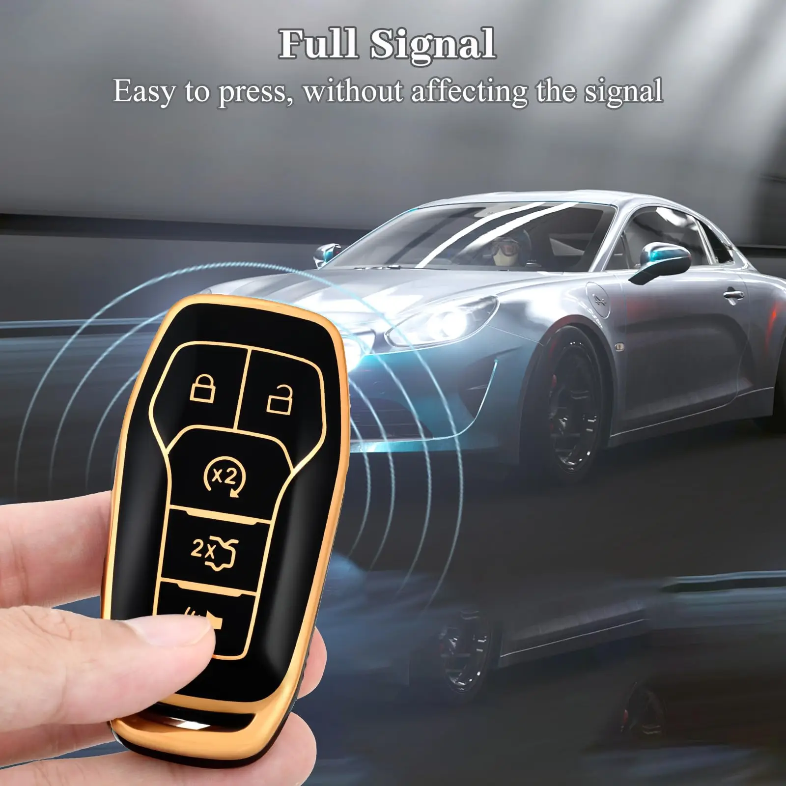 For Ford F150 F250 F350 Fusion Edge Explorer Mustang Lincoln MKZ MKC MKX 5 Buttons TPU Car Remote Smart Key Case Fob Cover Shell view 5