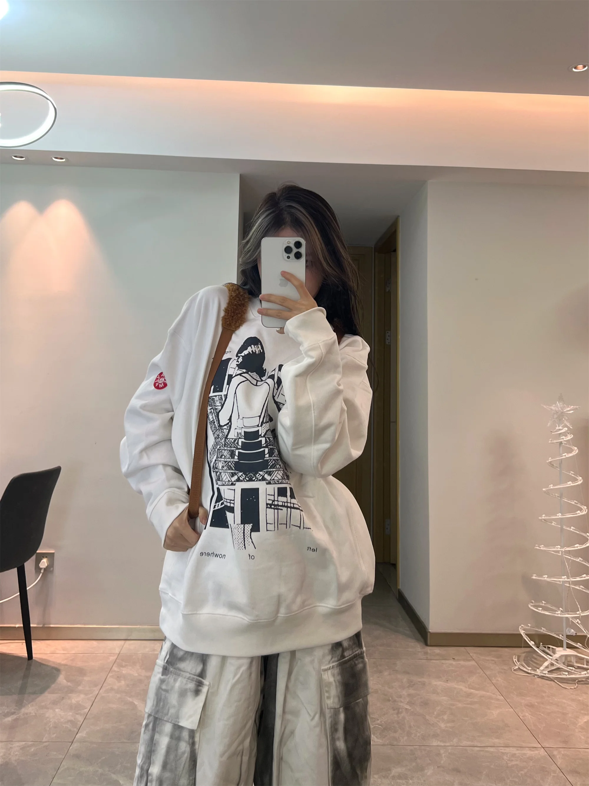 2024 CE Brand Fashion Abstract Comic Print High-Street Cleanfit Cotton Casual Loose Pullover Sweater