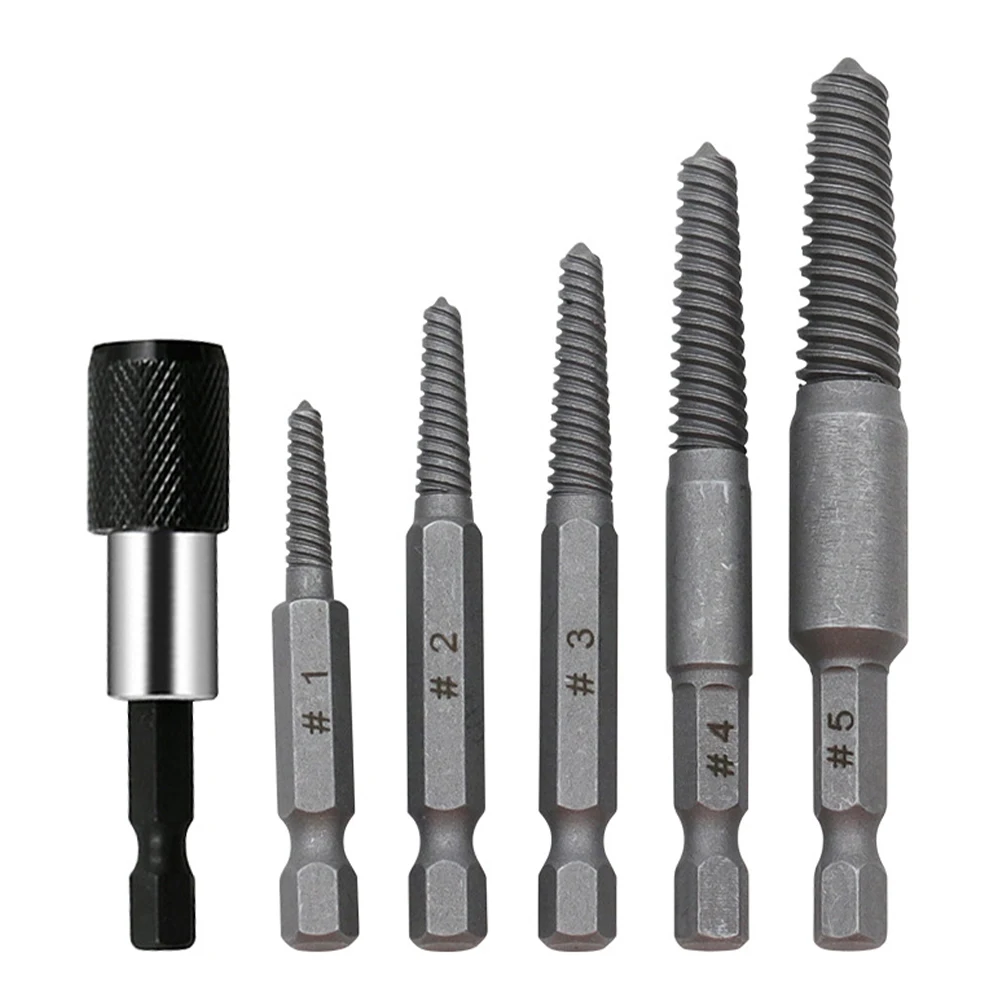 

5pcs Screw Extractor Center Drill Bits Guide Set Broken Damaged Bolt Remover Hex Shank And Spanner For Broken Hand Tool