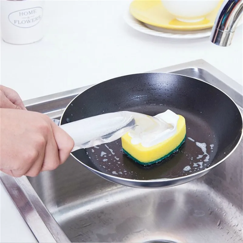 Cleaning Brush Scrubber Kitchen Soap Dispenser Handle Refillable Products Dish Washing Tool Replaceable sponge Kitchen Organizer