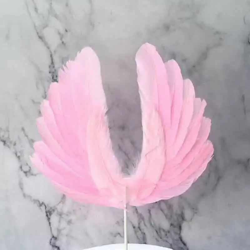 Angel Feather Wing Cake Topper Wedding happy birthday Party cake topper decoration Baking Dessert Cake Top Decoration supplies
