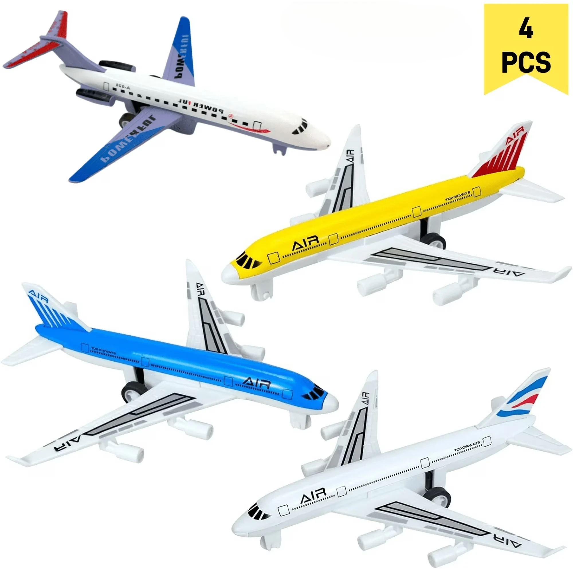 Pull Back Airplane Toys Set - Plane Models for Boys Girls Age 3-8, 4-Pack Die Cast Aircraft Toys Kids' Play Aeroplane for Kids