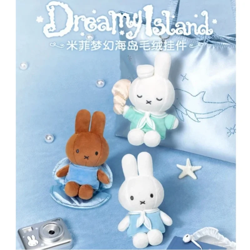 New Miffy Dream My Island Series Kawaii Rabbit Pendant Keychain Soft Stuffed Doll Bag Hanging Decoration Summer Gift In Stock view 5