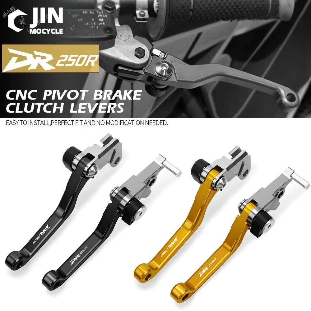 For SUZUKI DR250R DR 250R 1997-2000 CNC Aluminum Motorcoss Pit Dirt Bike Pivot Foldable Brake Clutch Levers With LOGO DR250R