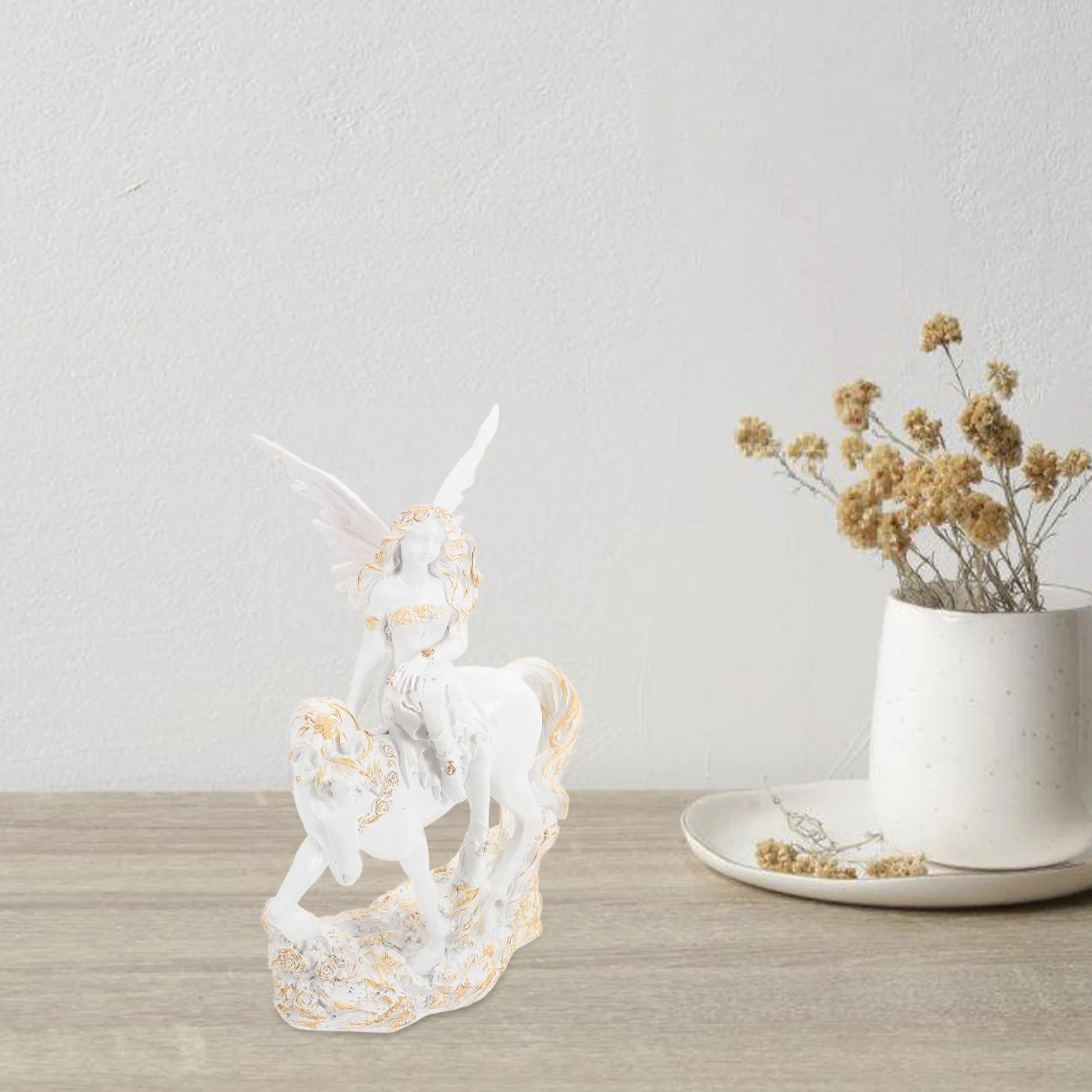 

Modern Resin Angel with Horse Sculpture Decor for Living Room Bedroom Office Desk Shelf Bookshelf Dining Room Table Decor