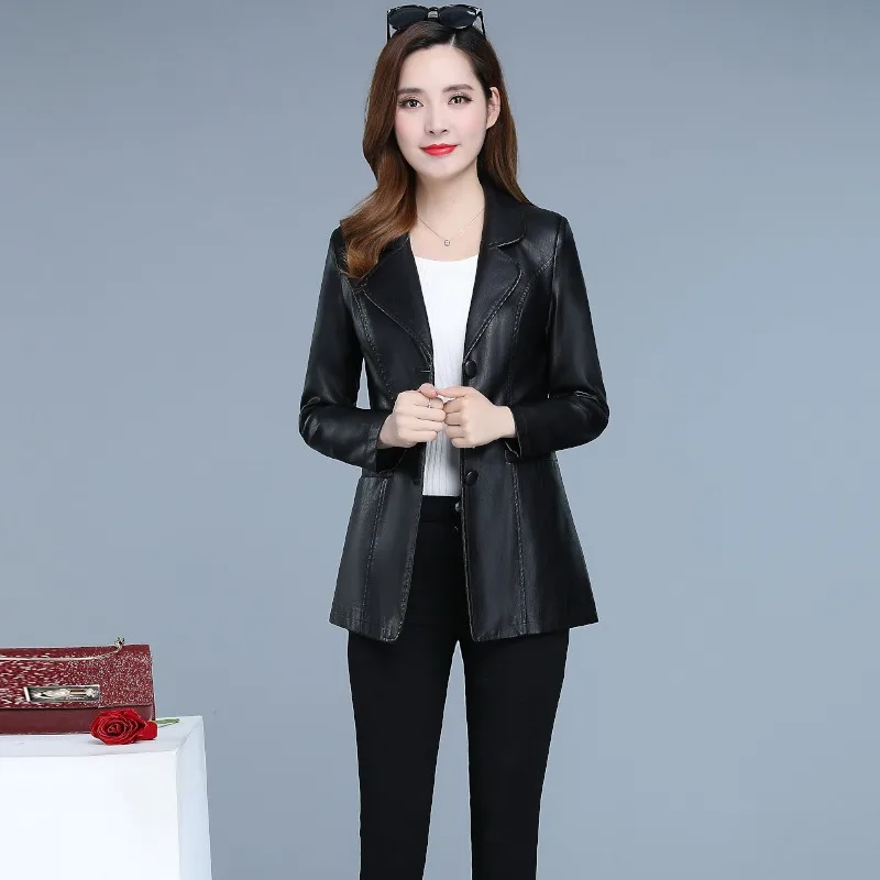 Causal Women\'s Leather Jackets Female Leather Coat PU Jacket  New Fashion Long Wild Women Clothing Korean Fashion Slim Coats