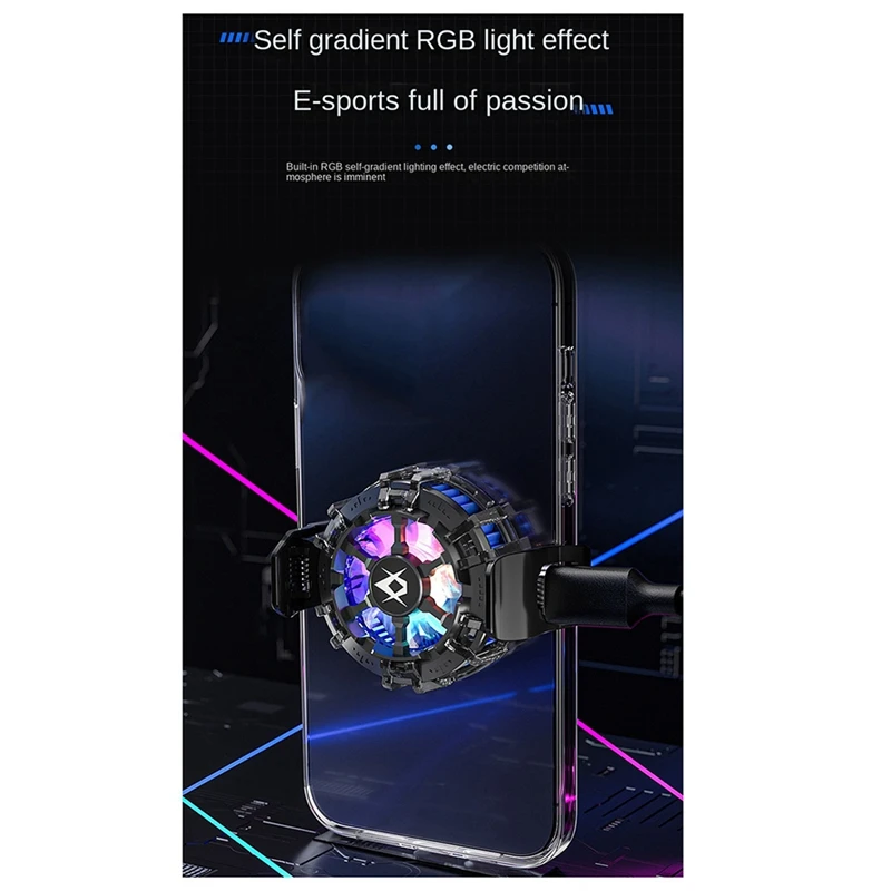 새로운 휴대 전화 쿨러 마그네틱/백 클립 2-IN-1 반도체 냉각 팬 라디에이터 전화 태블릿 용 RGB 조명 효과