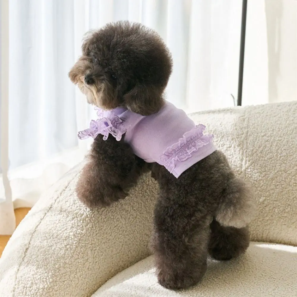 

Fashion Lace Pet Summer Vest Flying Sleeve Soft Dog Clothes Breathable Cat T-shirt Spring