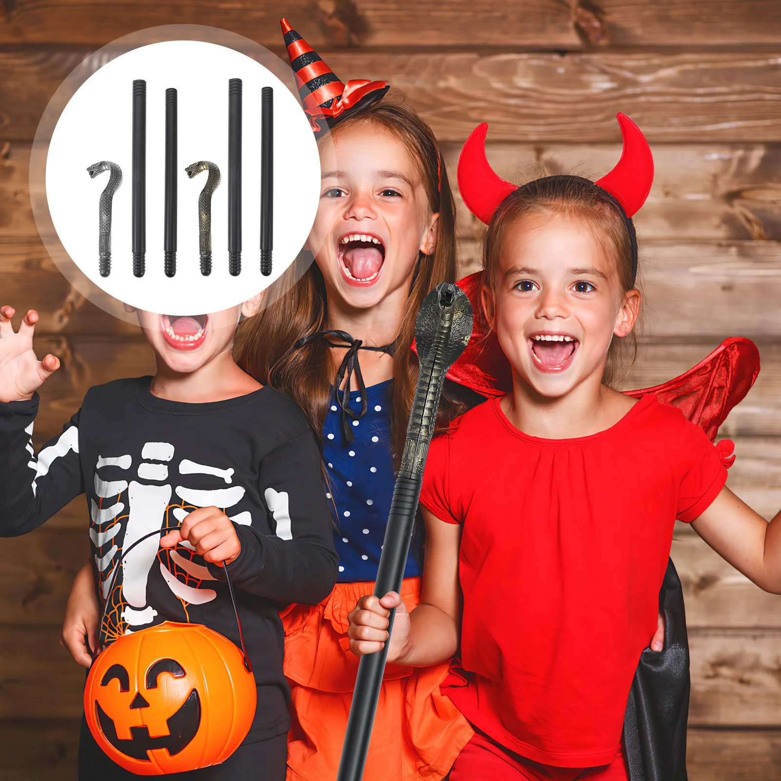 

2Pcs Snakehead Scepter 3-Section Scepter Prop Stick for Costume Party Dress Cane Role Play Event Performance Accessory