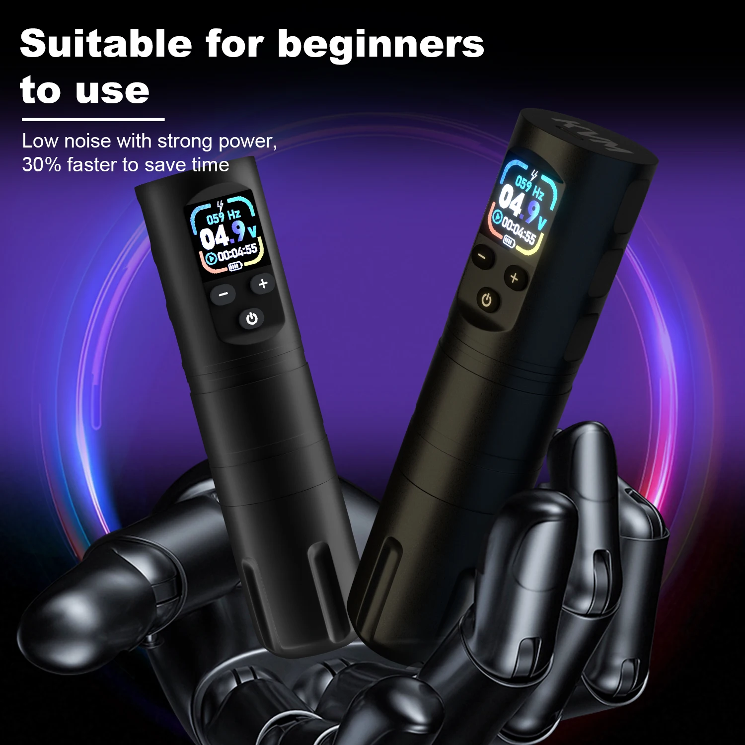 

Wireless KVM Tattoo Machine Pen with OLED Smart Display 1600mAh Battery 4.0-12.0V Adjustable Voltage Lightweight Rotary Pen for