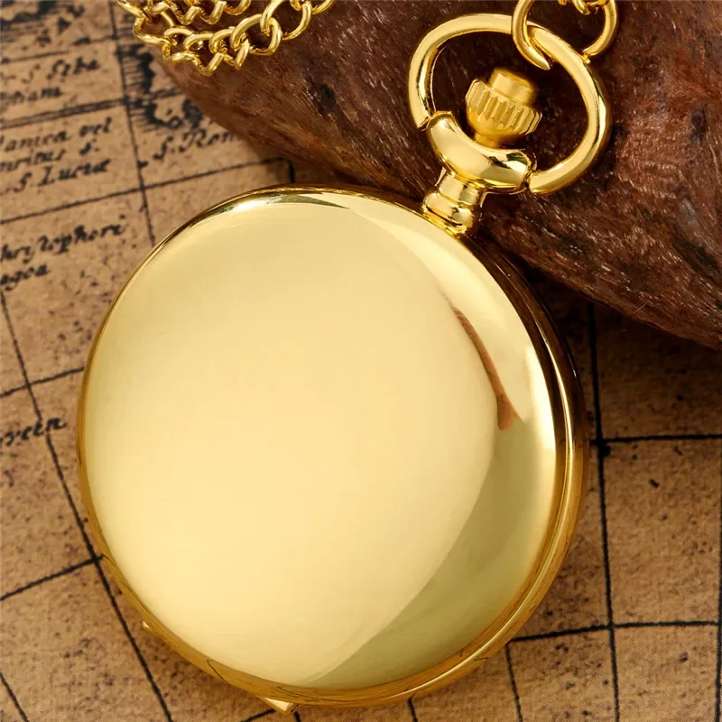 Black/Silver/Bronze/Gold Full Hunter Smooth Case Men Women Quartz Movement Pocket Watch Arabic Roman Number Necklace Pendant