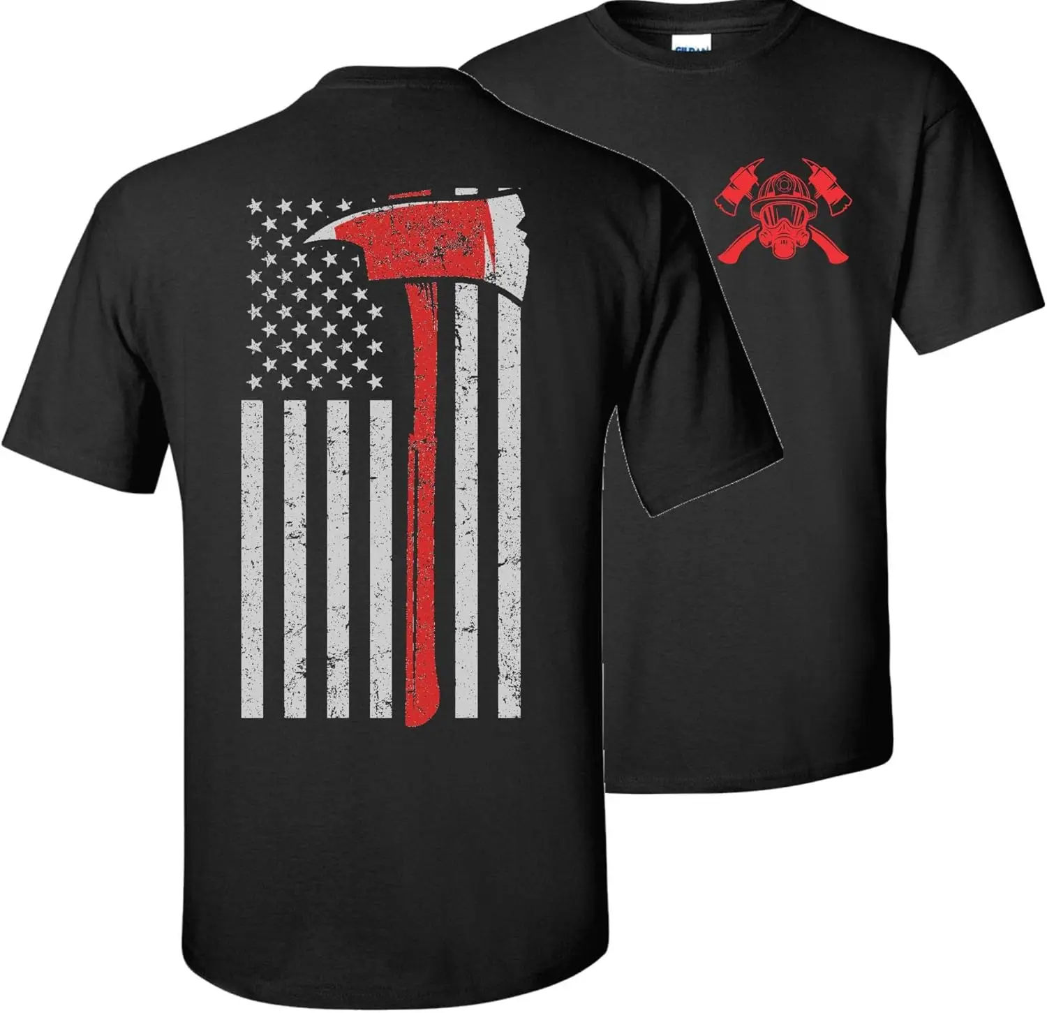 Patriot Apparel Thin Red Line Fire Firefighter T-Shirt Axe 2