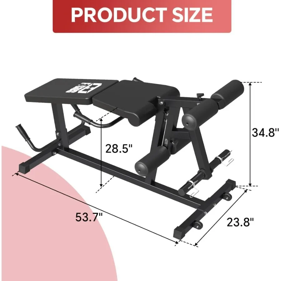 آلة تجعيد الساق الجلوس وتمديد الساق للمنزل وصالة الألعاب الرياضية، مقعد ضغط الساق قابل للتعديل متوافق مع لوحة الوزن 1 بوصة و2 بوصة