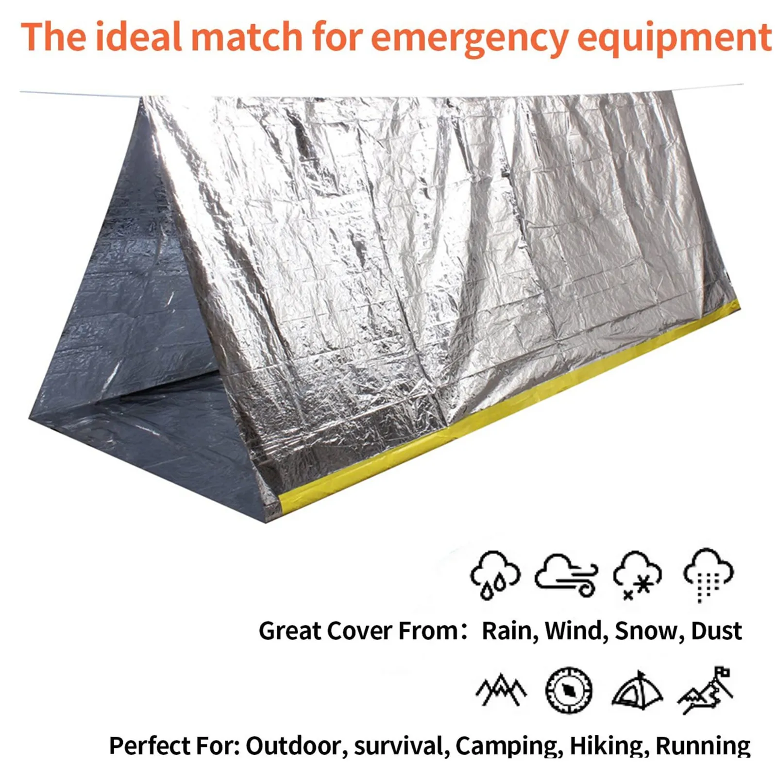 Emergency Survival Shelter Tent, Waterproof Mylar Thermal 2 Person Tube Tent for Hiking Camping Outdoor